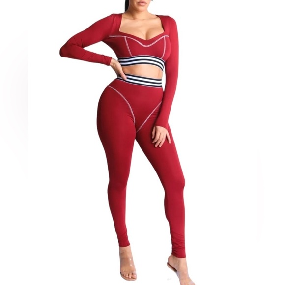 Striped Elastic Waist Band Reverse Cover Stitch Detailed 2 Piece Set
New - Picture 3 of 8